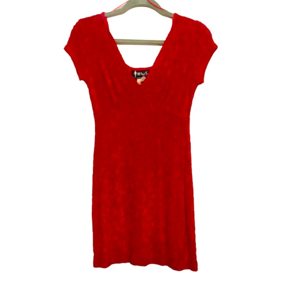 🌞 All That Jazz vintage ‘80s Red surplice heart mini dress soft cap sleeves S